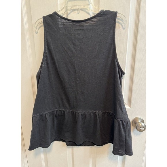 Faded Glory XXL 20 Sleeveless Crochet Lace Trim Peplum Peasant Tank Black New​ - Picture 3 of 10